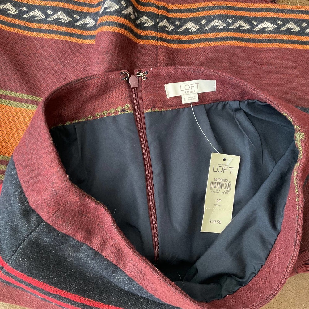 Loft Wool Faux Wrap Skirt Size 2P - Picture 4 of 5